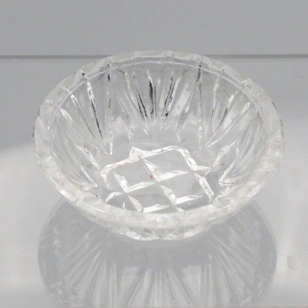 Vintage Pressed Glass Salt Cellar Rayed Fan Design Clear Foreign