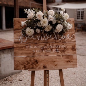 Welcome sign Welcome in pine board Alice model, hand painted, to personalize for wedding decoration or other image 2