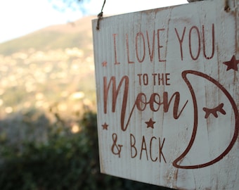 Pallet wood sign for children's room love you to the moon and back