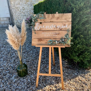 Welcome sign Welcome in pine board Alice model, hand painted, to personalize for wedding decoration or other image 8