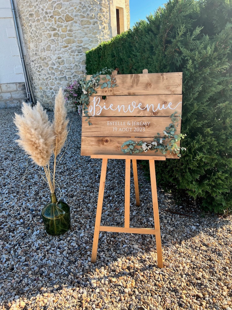 Welcome sign Welcome in pine board Alice model, hand painted, to personalize for wedding decoration or other image 8