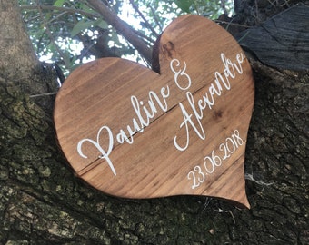 Pancarte palette Coeur avec inscription pour Photo Booth, panneau coeur en bois, décoration de mariage