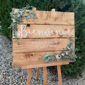 Welcome sign Welcome in pine board Alice model, hand painted, to personalize for wedding decoration or other image 4