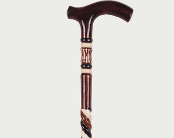 Handgemaakte houten wandelstok rieten stokken br01