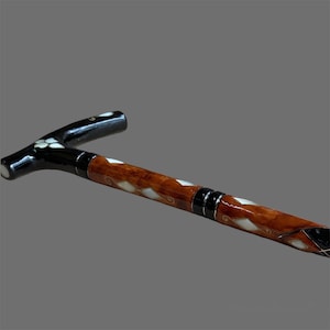 Wooden Walking Stick, Natural Mother of Pearl Inlaid Walking, Handmade, Gift Walking Stick, Staff, Cane-S1