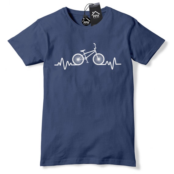 Mountain Bike Pulse Heartbeat Bicycle Cycling Mens Birthday Gift Printed T-Shirt