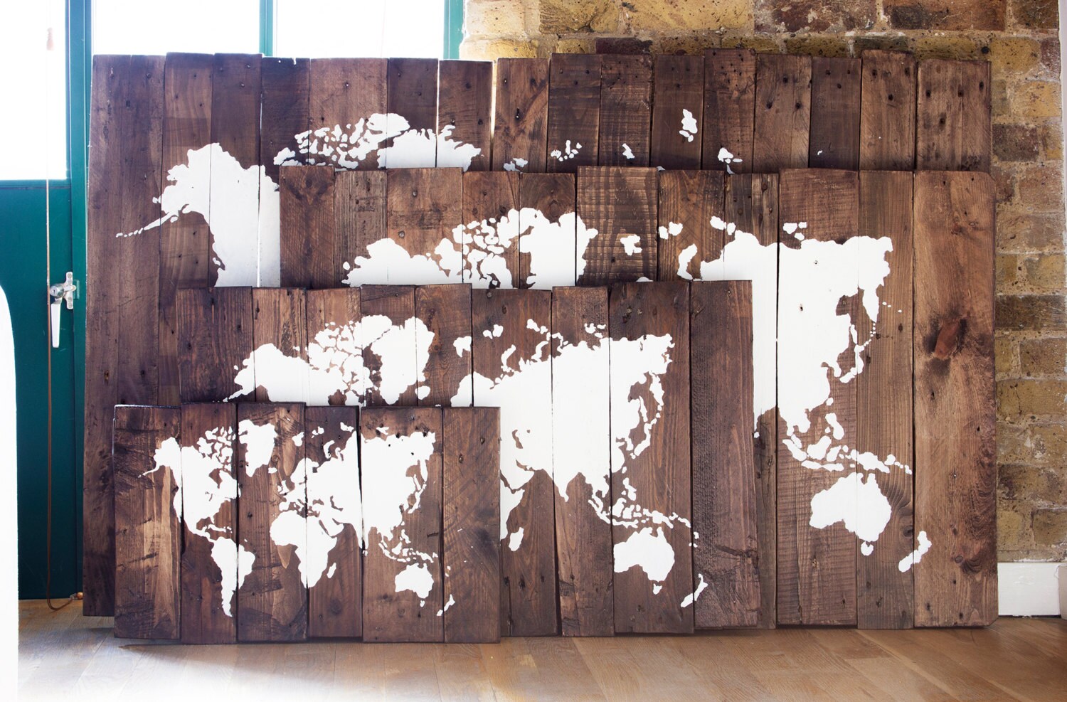 Rustic Wooden World Map Made from Reclaimed Pallet Boards Etsy