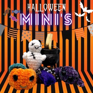 LKC Crochet Halloween Mini's Pattern pdf digital file ghost spider pumpkin crochet pattern