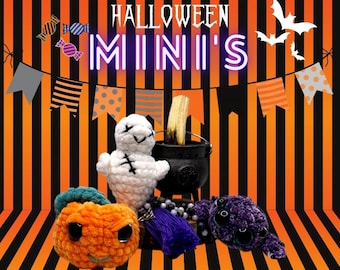 Crochet Halloween Minis: Ghost, Spider, Pumpkin Pattern (PDF)