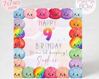 Viral Squishy Dumpling Theme Birthday Greeting Card - Premium Quality, Any Age, 7x7in