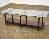 Walnut and Glass Coffee Table