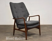 Aksel Madsen Bender Danish Modern Grey Lounge Chair