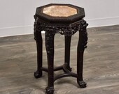 Chinese Rosewood and Marble Plant Stand