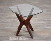 Adrian Pearsall Jacks Walnut and Glass End Table