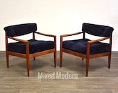 Adrian Pearsall Navy Blue Lounge Chairs - A Pair