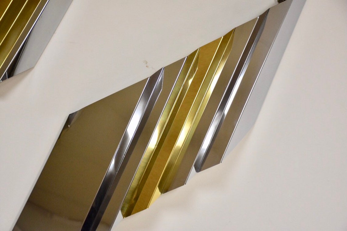 Modern Brass and Chrome Wall Art Etsy