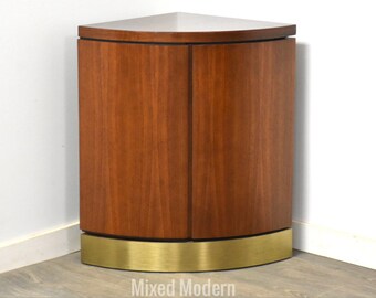 Walnut and Brass Corner Cabinet by Glenn of California