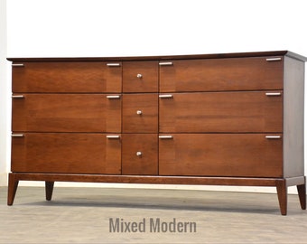 Refinished 59.75” Walnut Dresser by United Furniture
