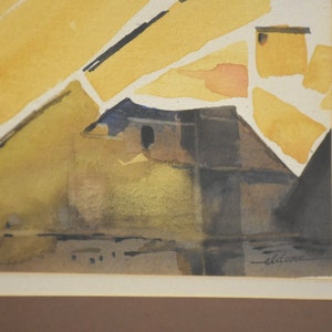 Pintura de acuarela abstracta moderna de mediados de siglo imagen 7