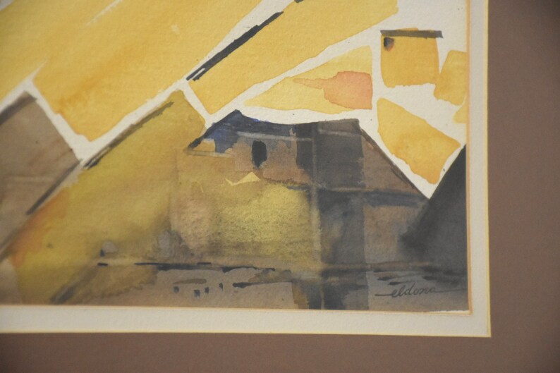 Pintura de acuarela abstracta moderna de mediados de siglo imagen 7
