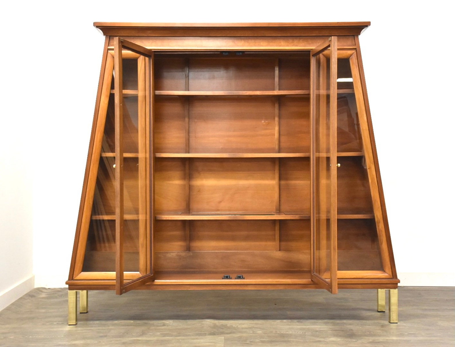 Walnut and Brass Display Bookcase Etsy