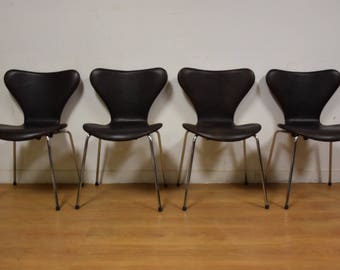 Expresso Brown Leather Dining Chairs - Set of 4