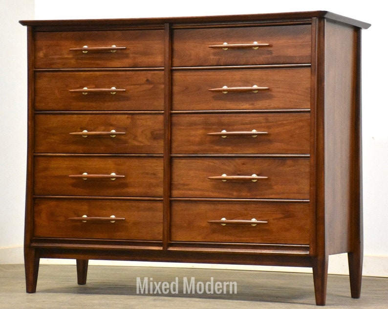 Refinished Mid Century Walnut Dresser image 1