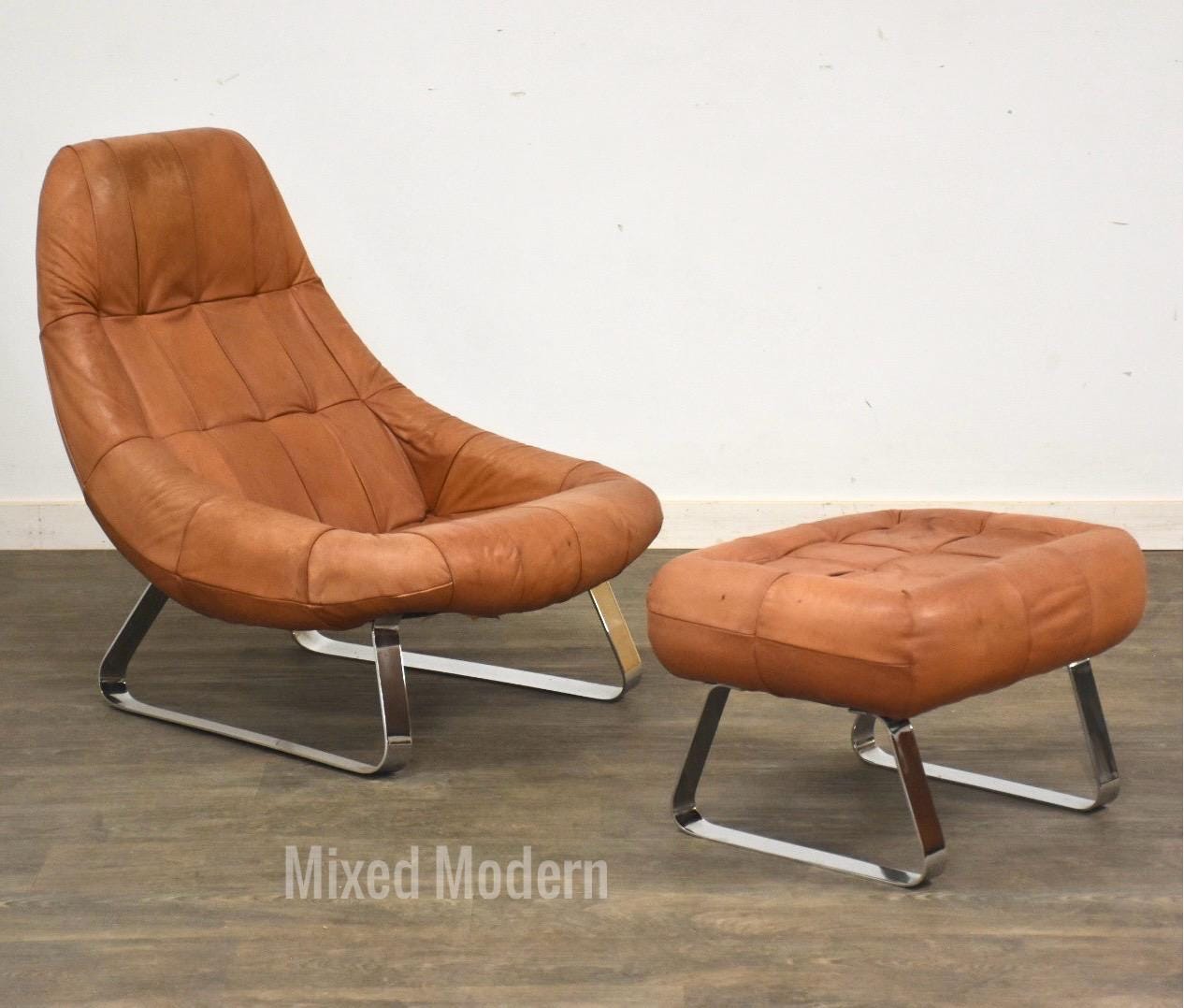 Percival Lafer Leather Earth Lounge Chair and Ottoman - Etsy