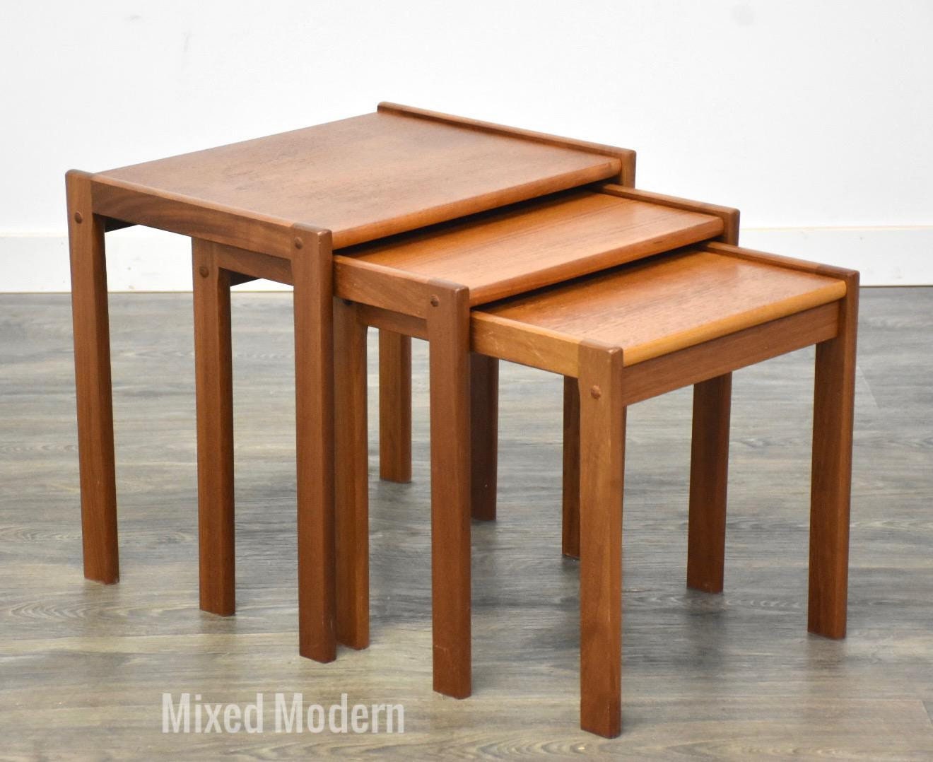 Danish Teak Nesting Side Tables- Set of 3 - Etsy