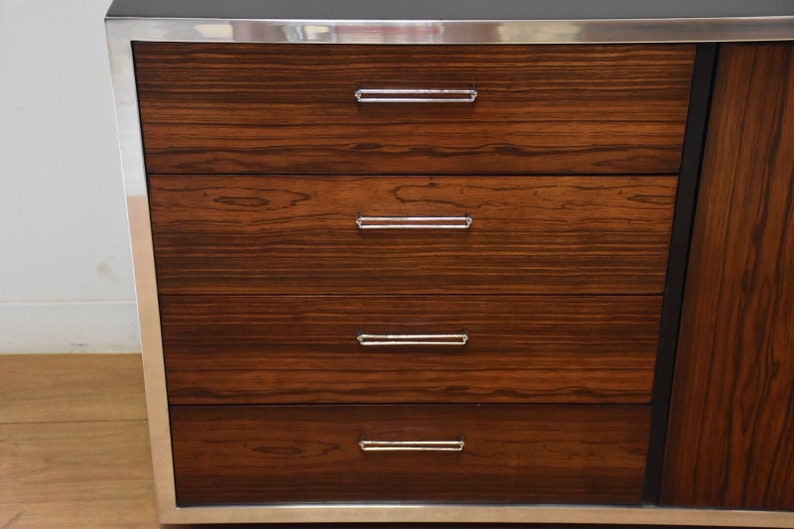 Milo Baughman Rosewood and Chrome Dresser