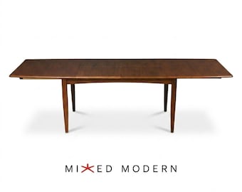 109” Danish Modern Teak Butterfly Leaf Dining Table