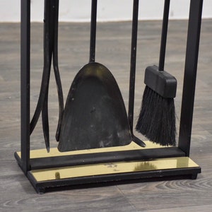 Modernist Iron and Brass Fireplace Tool Set image 2