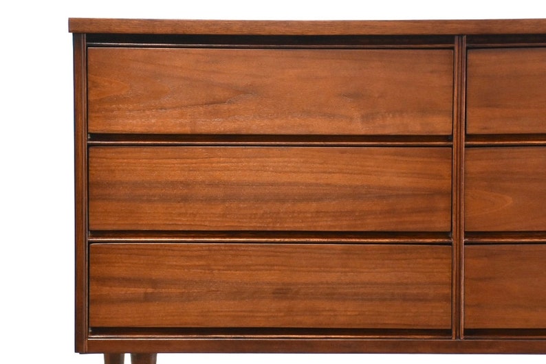 Walnut Mid Century Modern Dresser by Bassett image 7