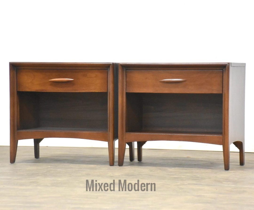Walnut Nightstands by Broyhill Emphasis - A Pair - Etsy