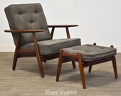 Hans Wegner Danish Cigar Lounge Chair Ottoman