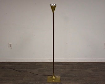 Walnut & Brass Floor Lamp by Laurel