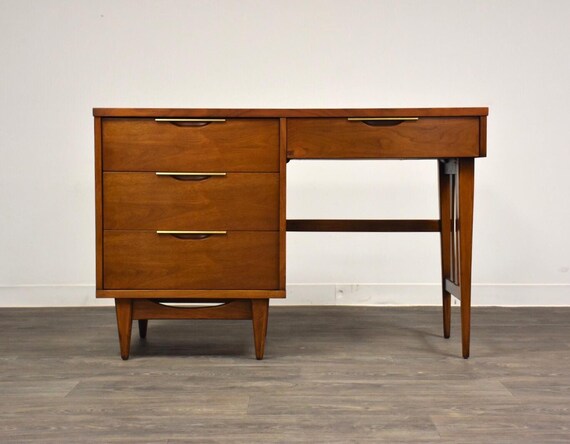 Kent Coffey Tableau Walnut And Brass Desk Etsy