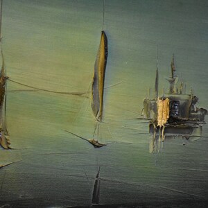 Oil on Canvas Painting Shipyard Scene Signed Ivan image 5