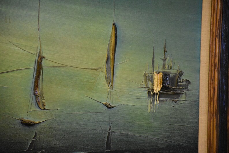 Oil on Canvas Painting Shipyard Scene Signed Ivan image 5
