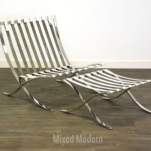 Chrome Barcelona Lounge Chair and Ottoman