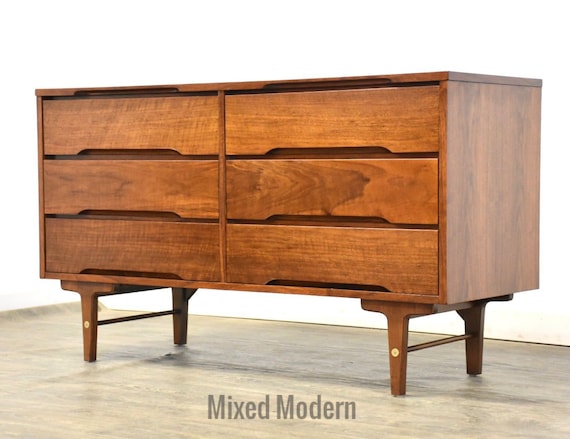 Walnut Brass Dresser by Stanley Etsy UK