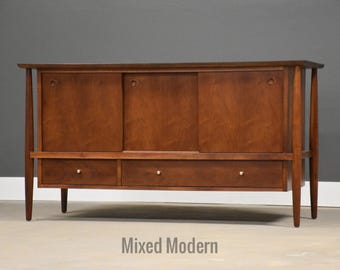 Refinished Walnut 56” Sideboard Credenza by Mt. Airy Finished Back