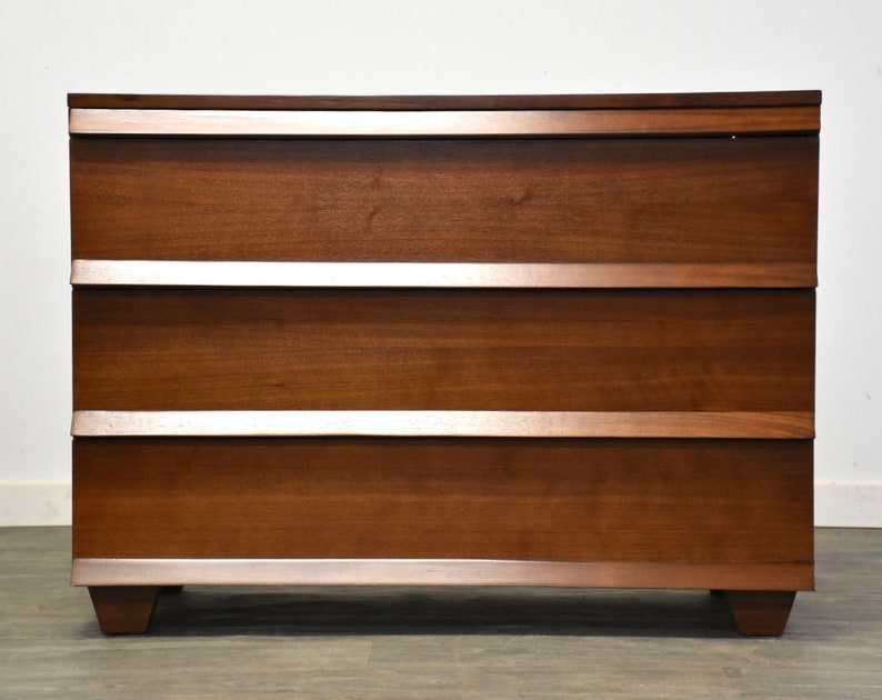 Refinished Walnut Mid Century Dresser Chest image 2