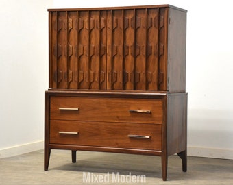 Sculpted Walnut Tall Dresser