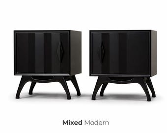 Black Lacquer Nightstands - A Pair