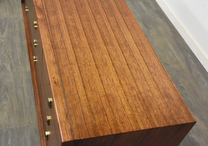 Refinished Zebra Wood and Brass Dresser image 6