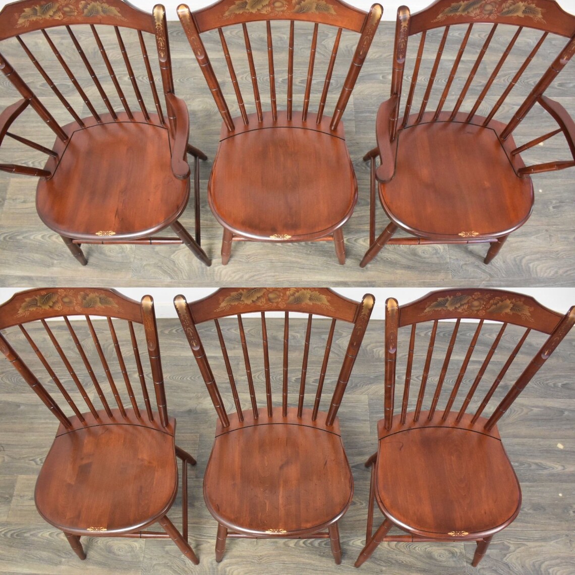 Hitchcock Solid Maple Dining Chairs Set of 6 Etsy