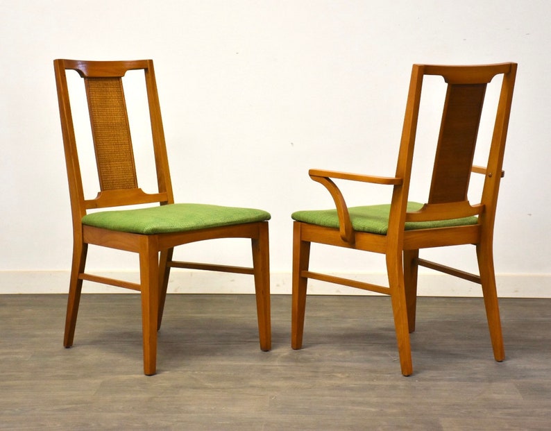 Mid Century Green Dining Chairs Set of 5 image 4