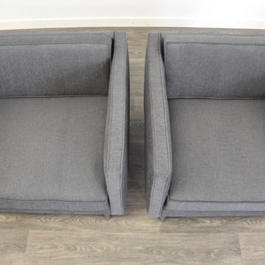 Grey & Chrome Vintage Cube Lounge Chairs a Pair image 2