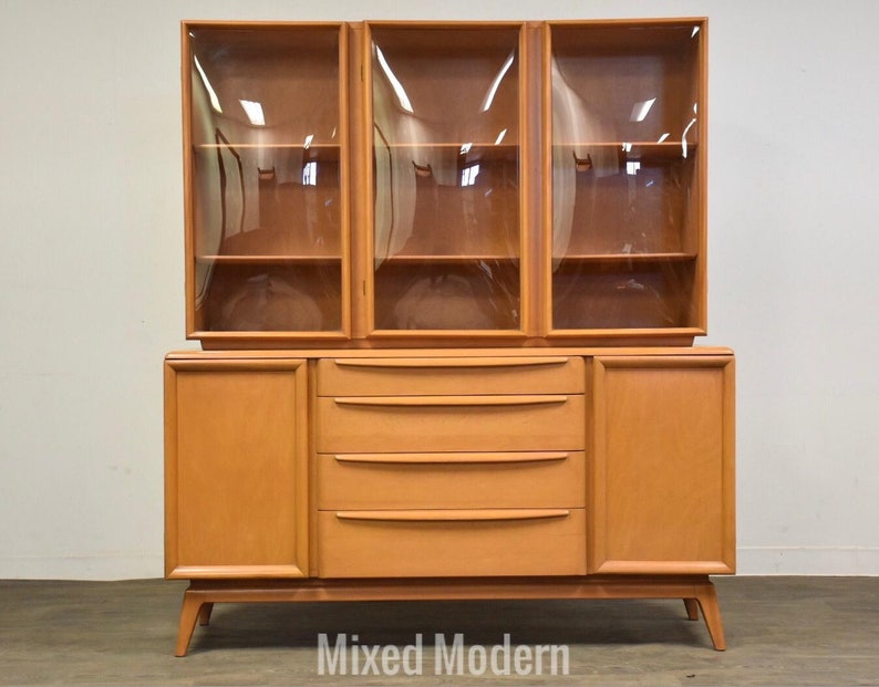 Heywood Wakefield Modern Birch Credenza Hutch Etsy